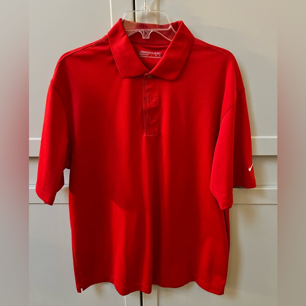 Men’s Nike red golf polo dry fit performance, size L